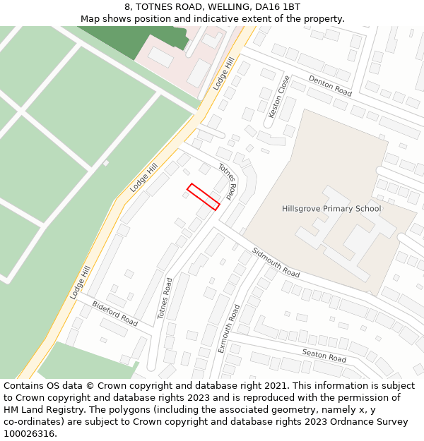 8, TOTNES ROAD, WELLING, DA16 1BT: Location map and indicative extent of plot