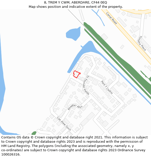 8, TREM Y CWM, ABERDARE, CF44 0EQ: Location map and indicative extent of plot