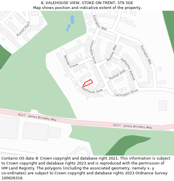 8, VALEHOUSE VIEW, STOKE-ON-TRENT, ST6 5GE: Location map and indicative extent of plot