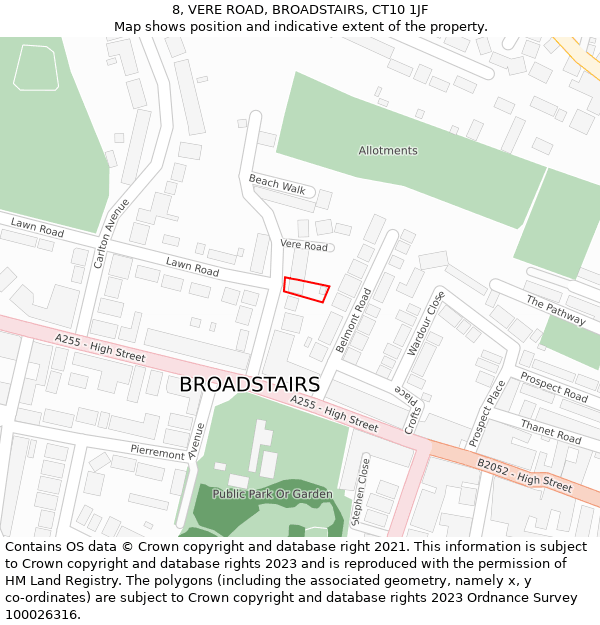 8, VERE ROAD, BROADSTAIRS, CT10 1JF: Location map and indicative extent of plot