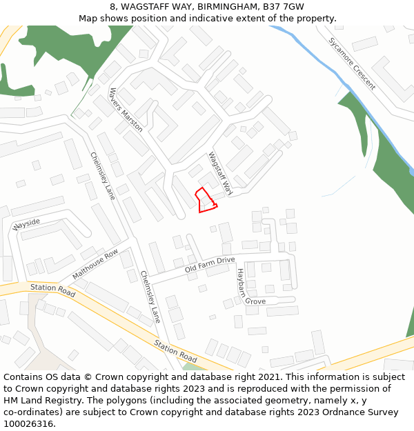 8, WAGSTAFF WAY, BIRMINGHAM, B37 7GW: Location map and indicative extent of plot