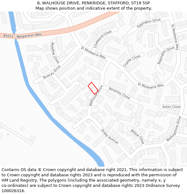 8, WALHOUSE DRIVE, PENKRIDGE, STAFFORD, ST19 5SP: Location map and indicative extent of plot