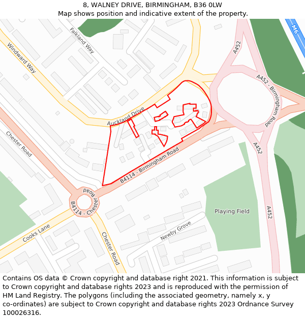 8, WALNEY DRIVE, BIRMINGHAM, B36 0LW: Location map and indicative extent of plot