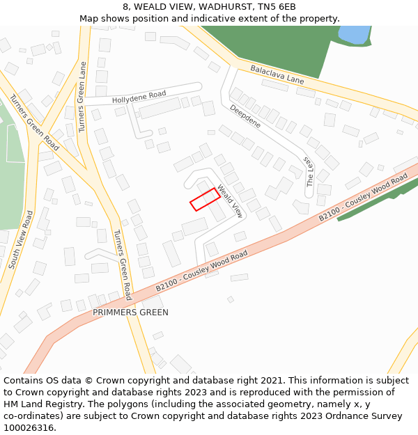 8, WEALD VIEW, WADHURST, TN5 6EB: Location map and indicative extent of plot