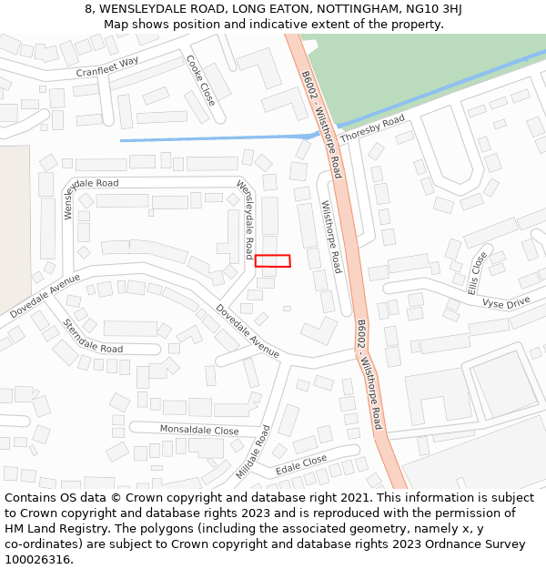 8, WENSLEYDALE ROAD, LONG EATON, NOTTINGHAM, NG10 3HJ: Location map and indicative extent of plot