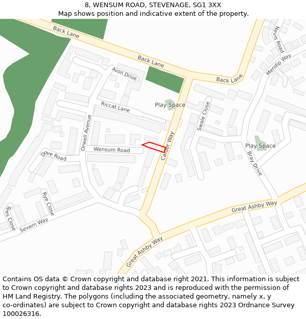 8, WENSUM ROAD, STEVENAGE, SG1 3XX: Location map and indicative extent of plot