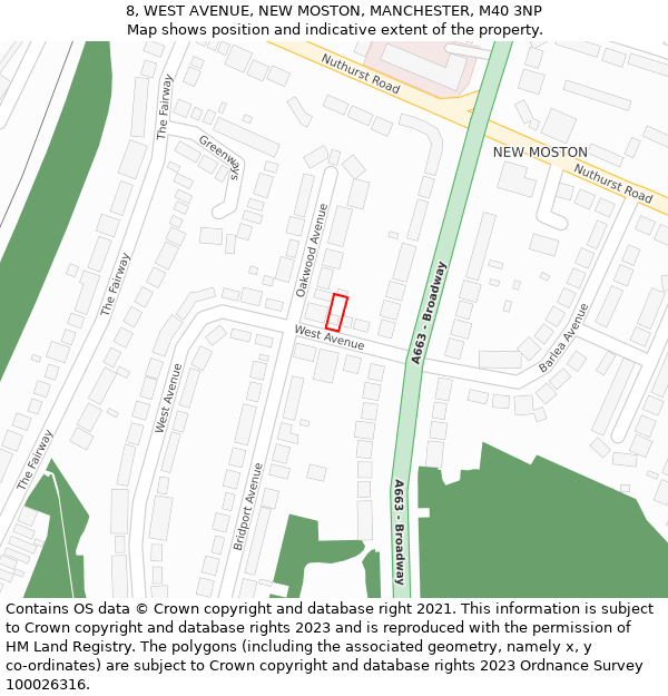 8, WEST AVENUE, NEW MOSTON, MANCHESTER, M40 3NP: Location map and indicative extent of plot