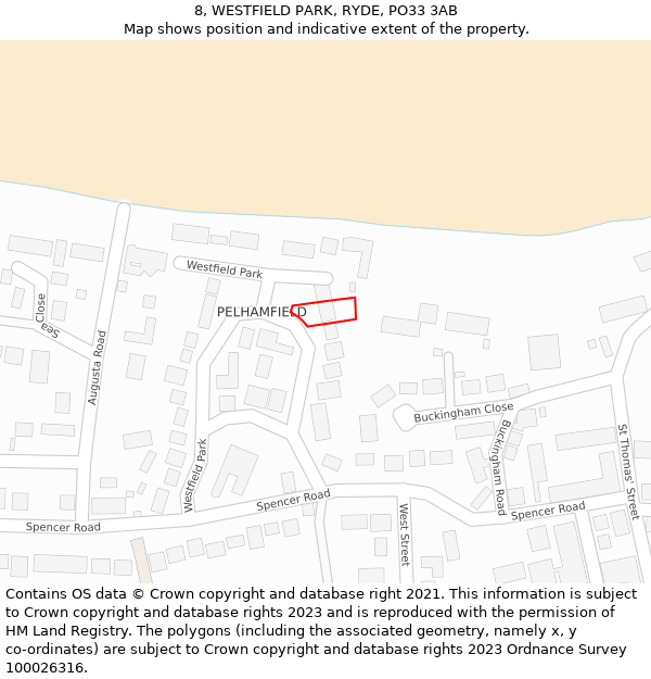 8, WESTFIELD PARK, RYDE, PO33 3AB: Location map and indicative extent of plot