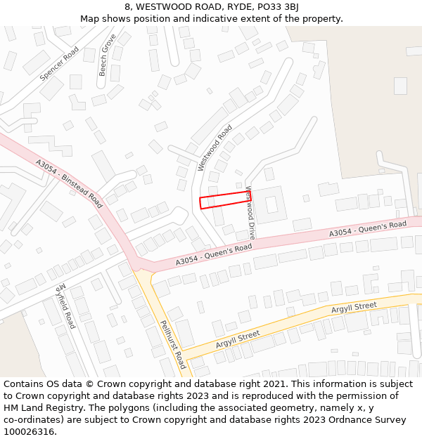 8, WESTWOOD ROAD, RYDE, PO33 3BJ: Location map and indicative extent of plot