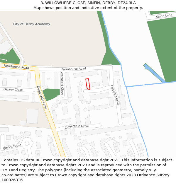 8, WILLOWHERB CLOSE, SINFIN, DERBY, DE24 3LA: Location map and indicative extent of plot