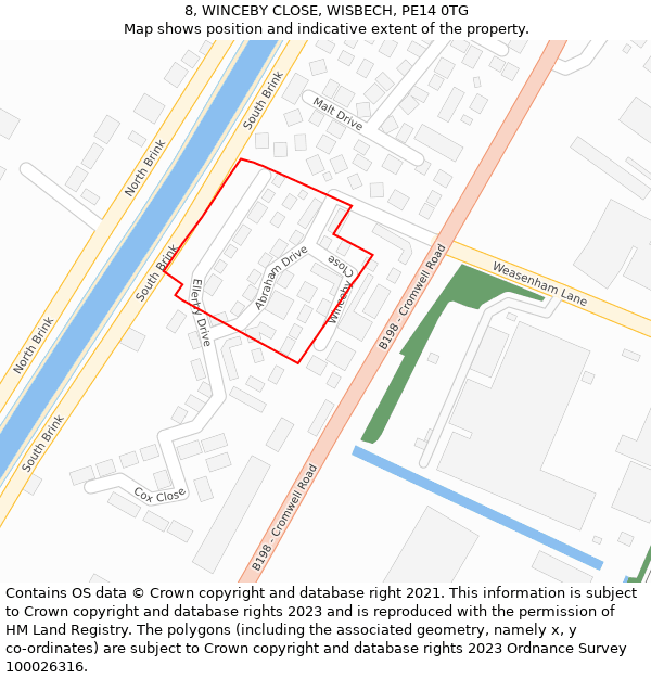 8, WINCEBY CLOSE, WISBECH, PE14 0TG: Location map and indicative extent of plot