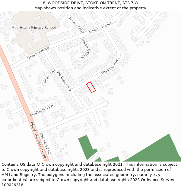 8, WOODSIDE DRIVE, STOKE-ON-TRENT, ST3 7JW: Location map and indicative extent of plot