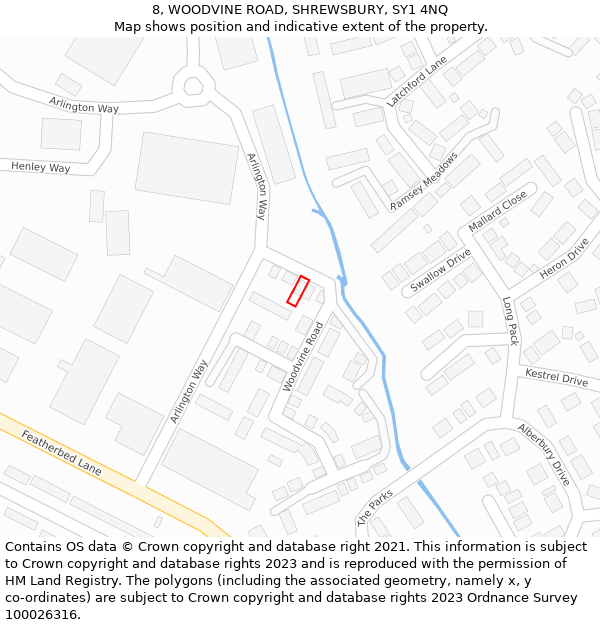 8, WOODVINE ROAD, SHREWSBURY, SY1 4NQ: Location map and indicative extent of plot