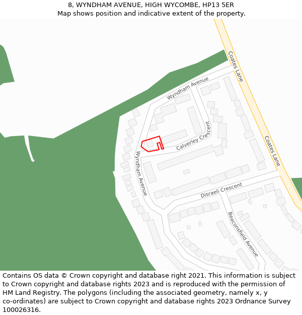 8, WYNDHAM AVENUE, HIGH WYCOMBE, HP13 5ER: Location map and indicative extent of plot