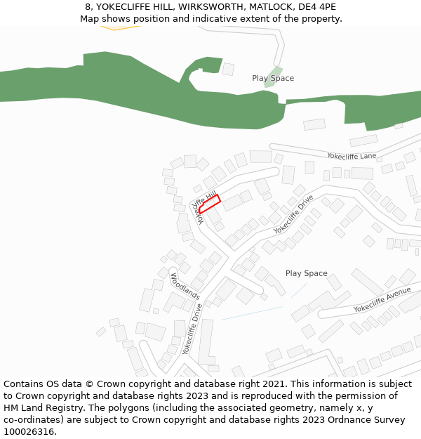 8, YOKECLIFFE HILL, WIRKSWORTH, MATLOCK, DE4 4PE: Location map and indicative extent of plot