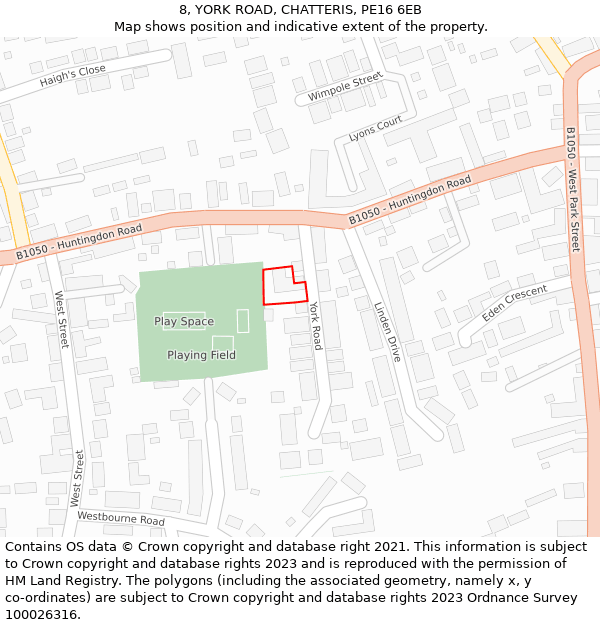 8, YORK ROAD, CHATTERIS, PE16 6EB: Location map and indicative extent of plot