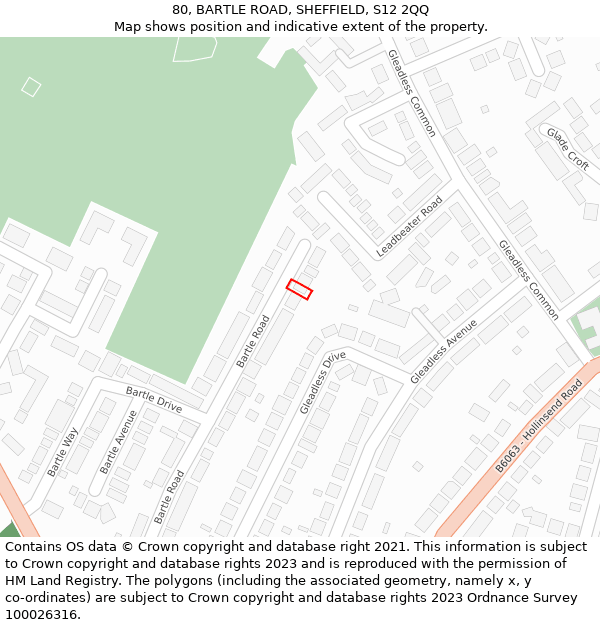 80, BARTLE ROAD, SHEFFIELD, S12 2QQ: Location map and indicative extent of plot