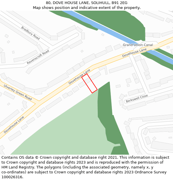 80, DOVE HOUSE LANE, SOLIHULL, B91 2EG: Location map and indicative extent of plot