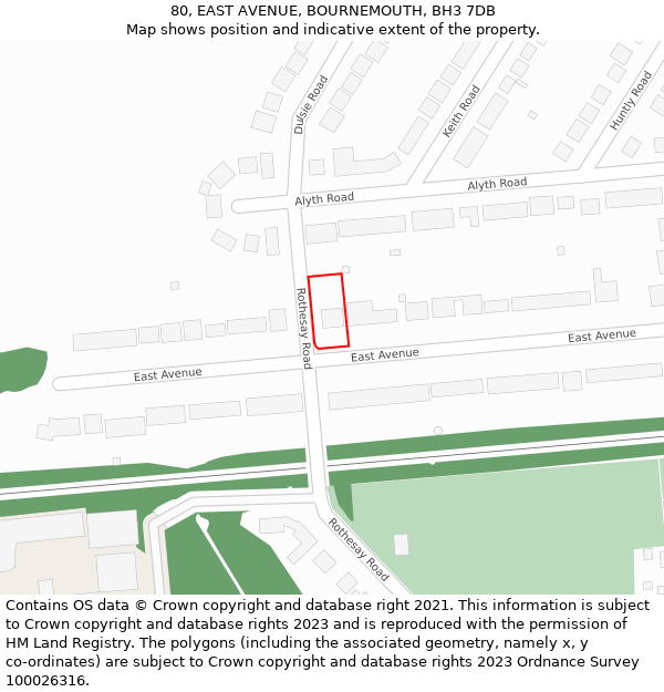 80, EAST AVENUE, BOURNEMOUTH, BH3 7DB: Location map and indicative extent of plot