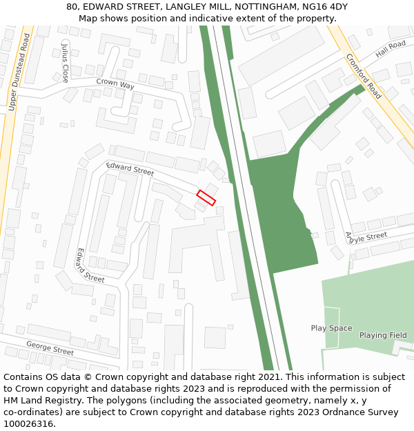 80, EDWARD STREET, LANGLEY MILL, NOTTINGHAM, NG16 4DY: Location map and indicative extent of plot