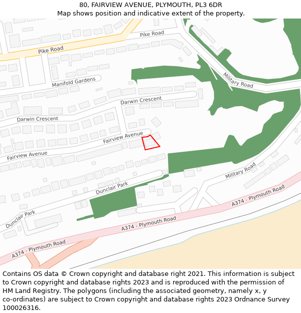 80, FAIRVIEW AVENUE, PLYMOUTH, PL3 6DR: Location map and indicative extent of plot