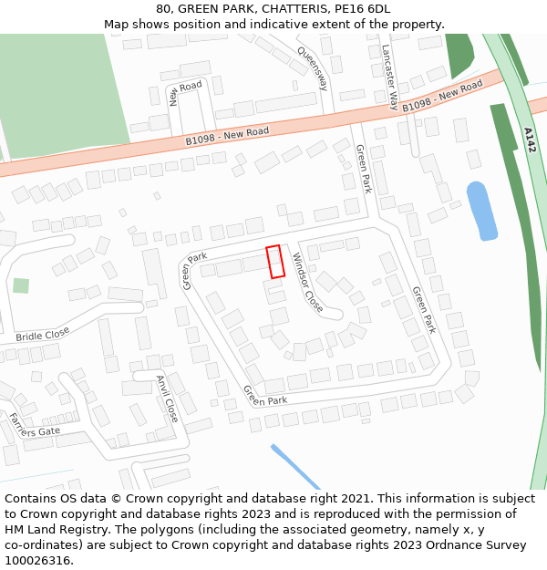 80, GREEN PARK, CHATTERIS, PE16 6DL: Location map and indicative extent of plot