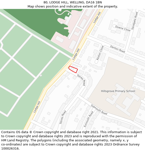 80, LODGE HILL, WELLING, DA16 1BN: Location map and indicative extent of plot