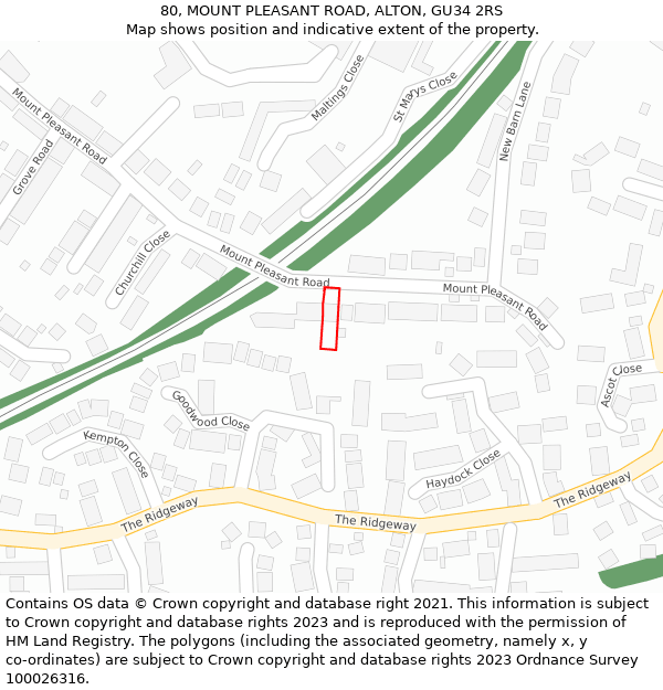 80, MOUNT PLEASANT ROAD, ALTON, GU34 2RS: Location map and indicative extent of plot