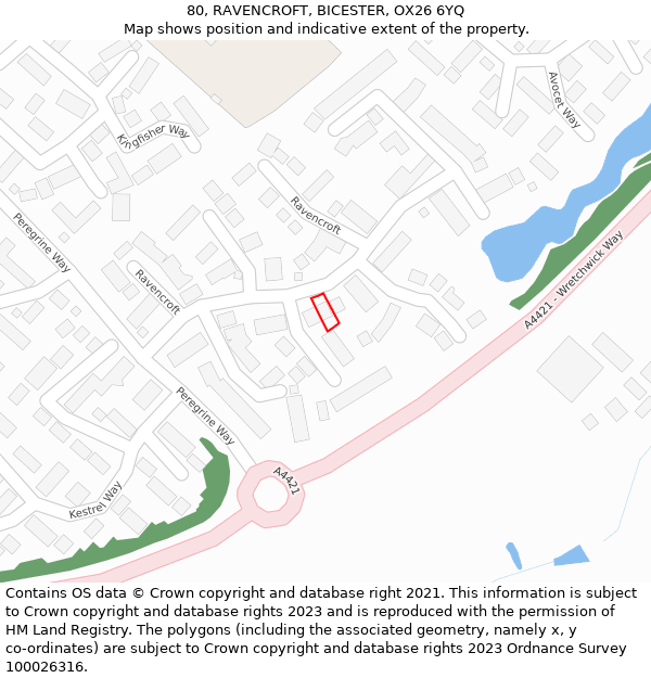 80, RAVENCROFT, BICESTER, OX26 6YQ: Location map and indicative extent of plot