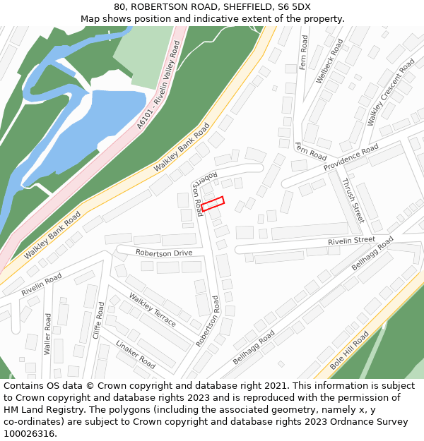 80, ROBERTSON ROAD, SHEFFIELD, S6 5DX: Location map and indicative extent of plot