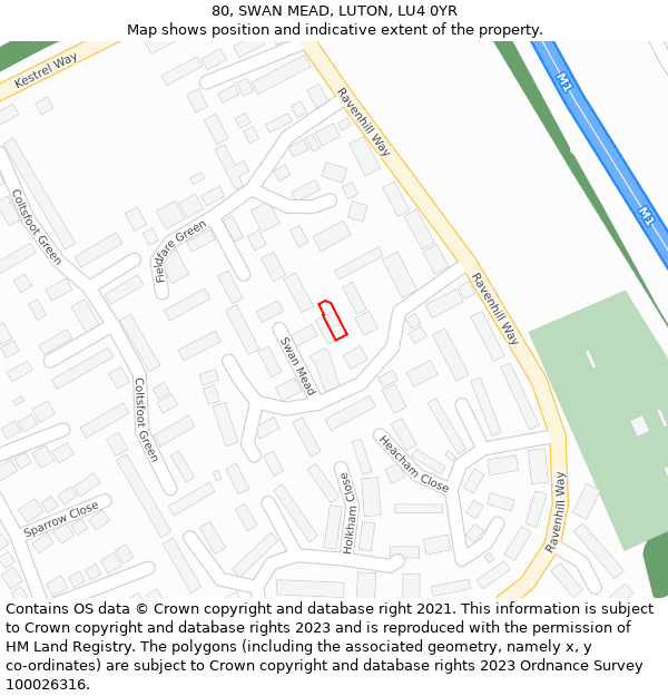 80, SWAN MEAD, LUTON, LU4 0YR: Location map and indicative extent of plot
