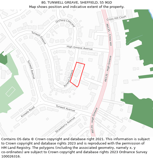 80, TUNWELL GREAVE, SHEFFIELD, S5 9GD: Location map and indicative extent of plot