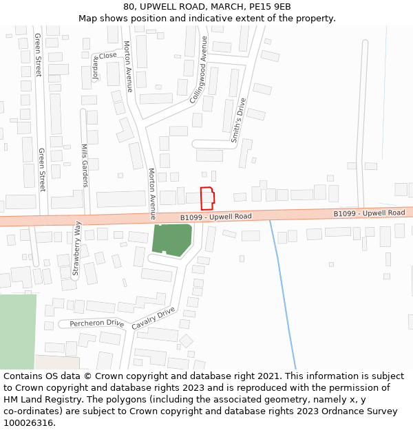 80, UPWELL ROAD, MARCH, PE15 9EB: Location map and indicative extent of plot