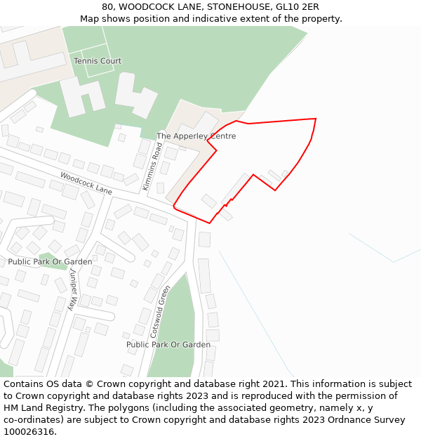 80, WOODCOCK LANE, STONEHOUSE, GL10 2ER: Location map and indicative extent of plot