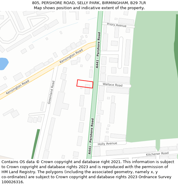 805, PERSHORE ROAD, SELLY PARK, BIRMINGHAM, B29 7LR: Location map and indicative extent of plot