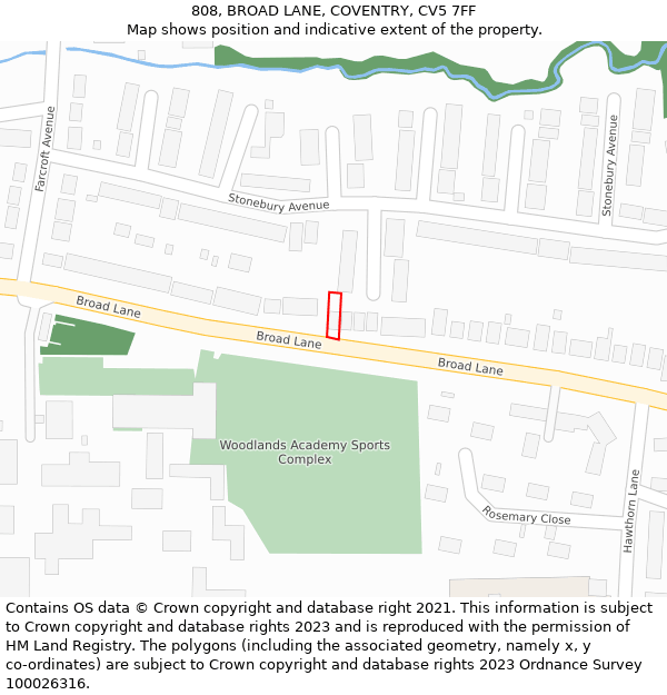 808, BROAD LANE, COVENTRY, CV5 7FF: Location map and indicative extent of plot