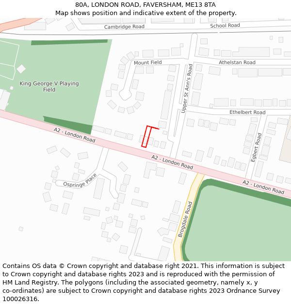 80A, LONDON ROAD, FAVERSHAM, ME13 8TA: Location map and indicative extent of plot