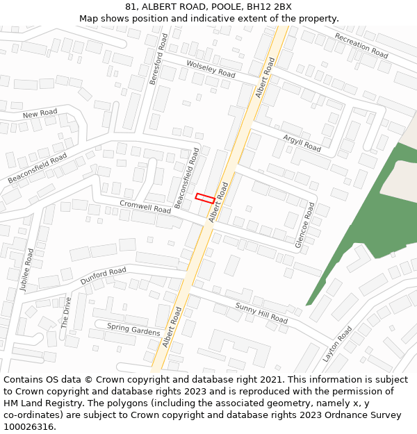 81, ALBERT ROAD, POOLE, BH12 2BX: Location map and indicative extent of plot