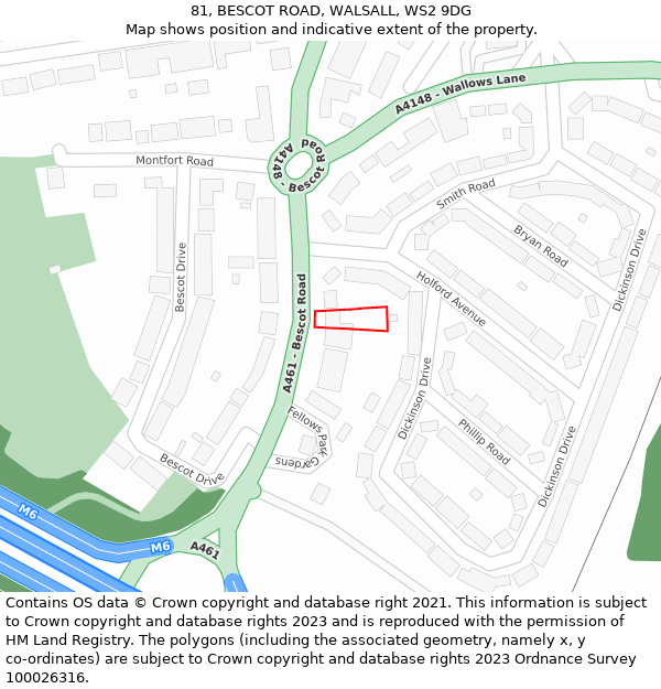 81, BESCOT ROAD, WALSALL, WS2 9DG: Location map and indicative extent of plot