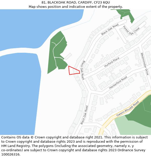 81, BLACKOAK ROAD, CARDIFF, CF23 6QU: Location map and indicative extent of plot