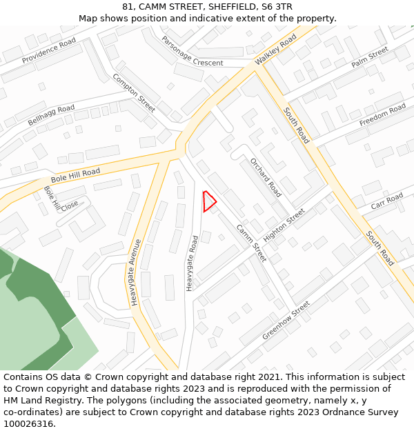 81, CAMM STREET, SHEFFIELD, S6 3TR: Location map and indicative extent of plot