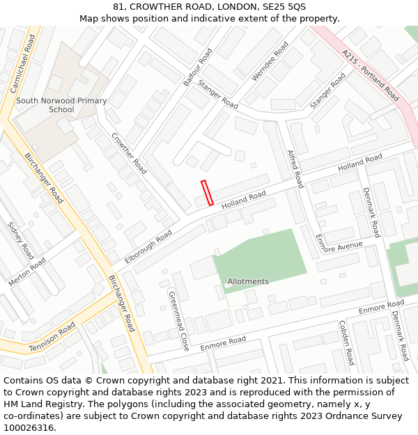 81, CROWTHER ROAD, LONDON, SE25 5QS: Location map and indicative extent of plot