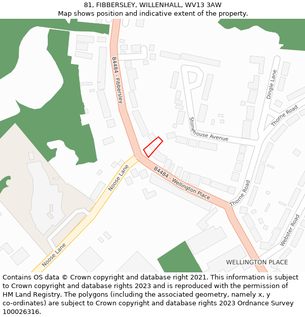 81, FIBBERSLEY, WILLENHALL, WV13 3AW: Location map and indicative extent of plot