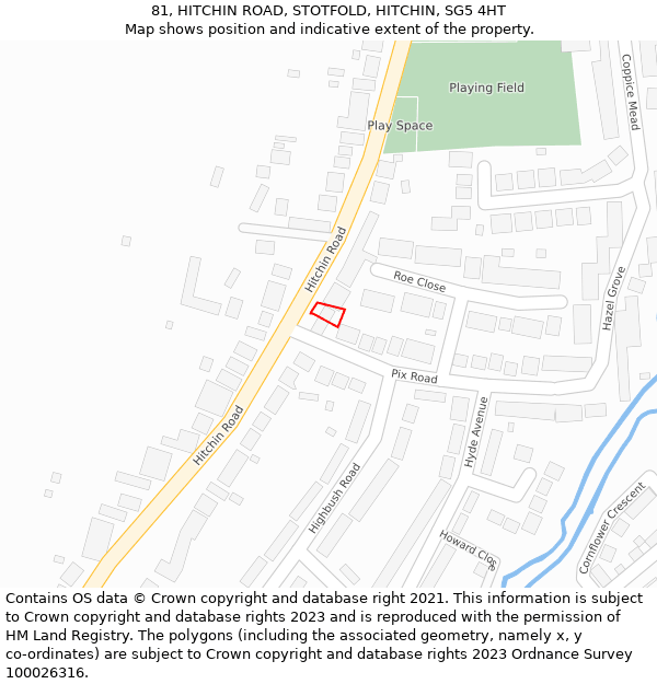 81, HITCHIN ROAD, STOTFOLD, HITCHIN, SG5 4HT: Location map and indicative extent of plot