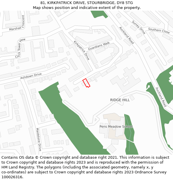 81, KIRKPATRICK DRIVE, STOURBRIDGE, DY8 5TG: Location map and indicative extent of plot
