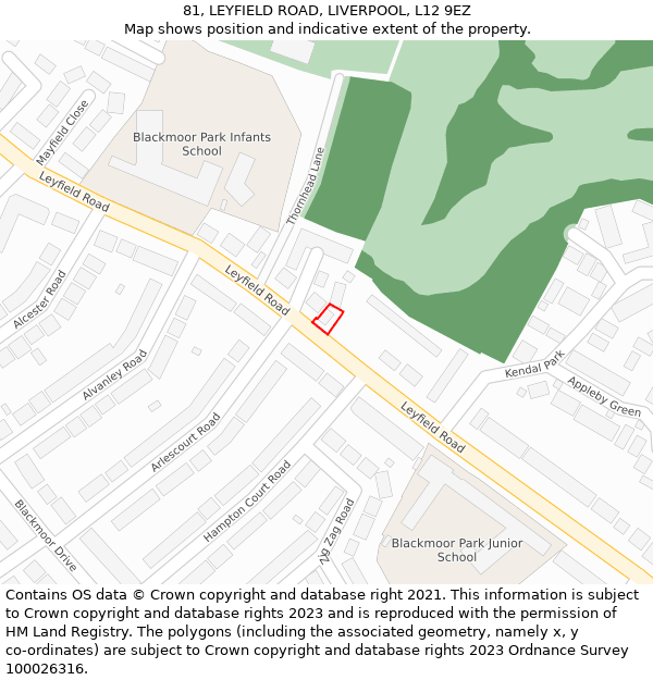 81, LEYFIELD ROAD, LIVERPOOL, L12 9EZ: Location map and indicative extent of plot