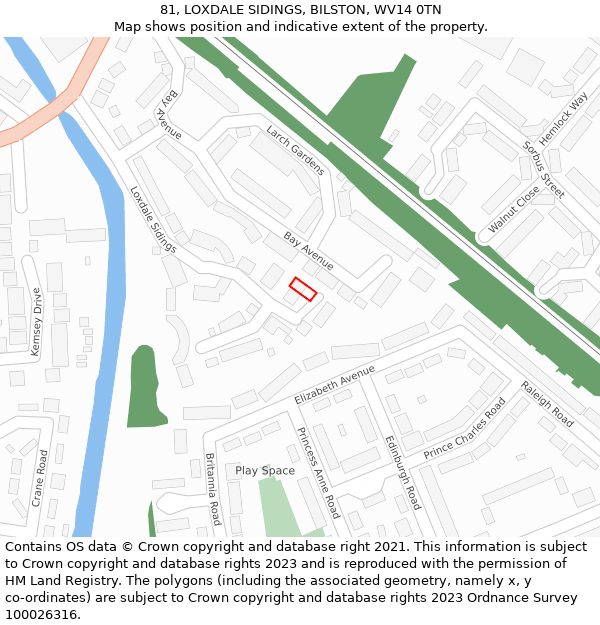 81, LOXDALE SIDINGS, BILSTON, WV14 0TN: Location map and indicative extent of plot