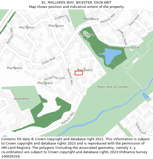 81, MALLARDS WAY, BICESTER, OX26 6WT: Location map and indicative extent of plot