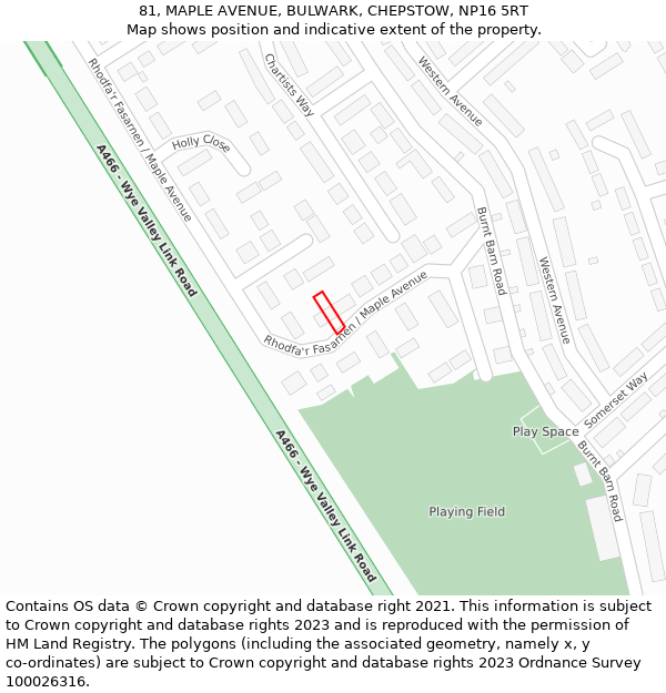 81, MAPLE AVENUE, BULWARK, CHEPSTOW, NP16 5RT: Location map and indicative extent of plot