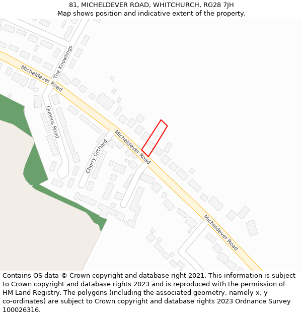 81, MICHELDEVER ROAD, WHITCHURCH, RG28 7JH: Location map and indicative extent of plot